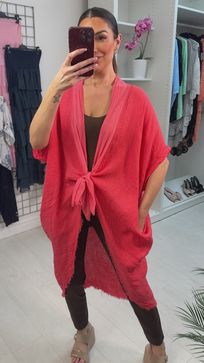 Adelaide Plain Tie Front Oversized Throw Over