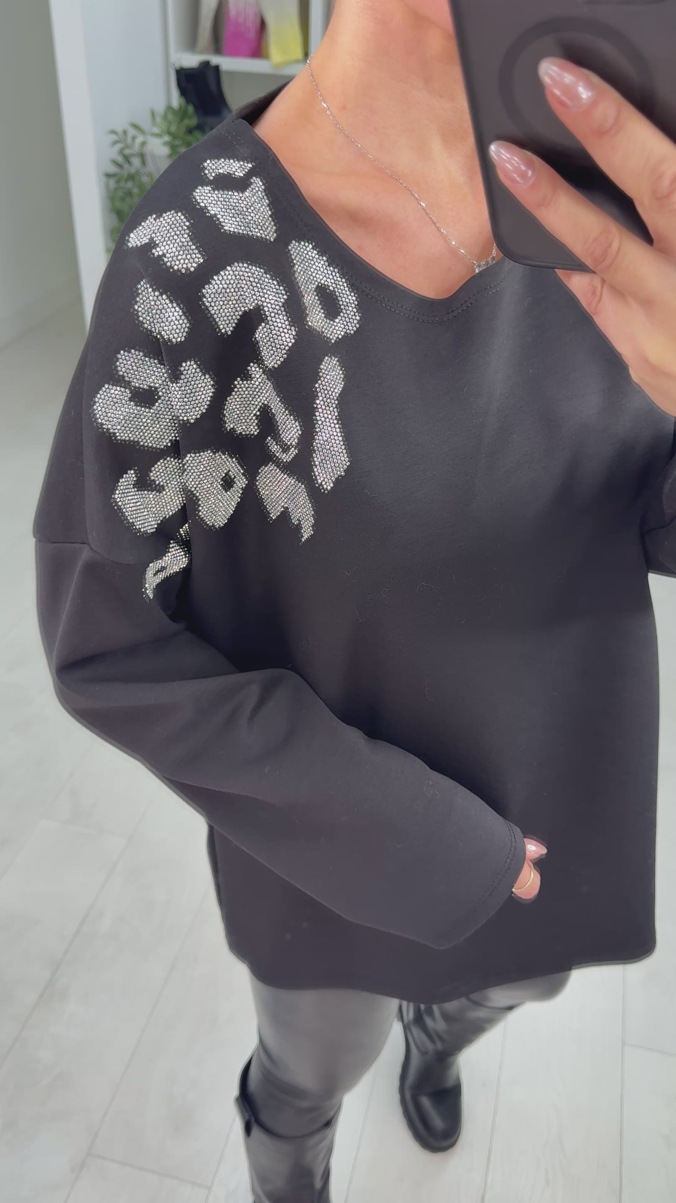 Load video: Margie Diamante Embellished Loose Fit Sweatshirt