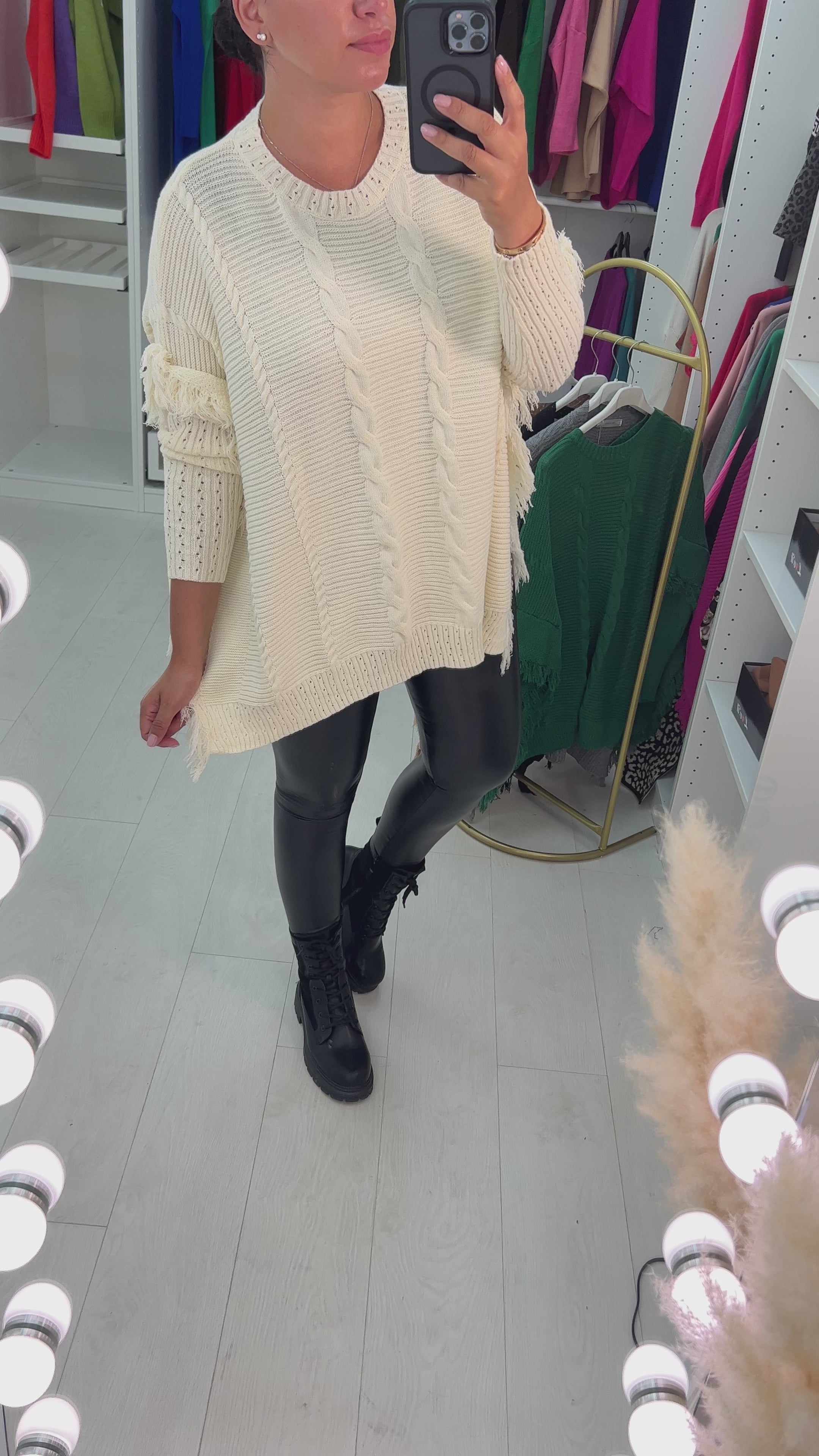Candela Pleated Knit Tassel Poncho Jumper