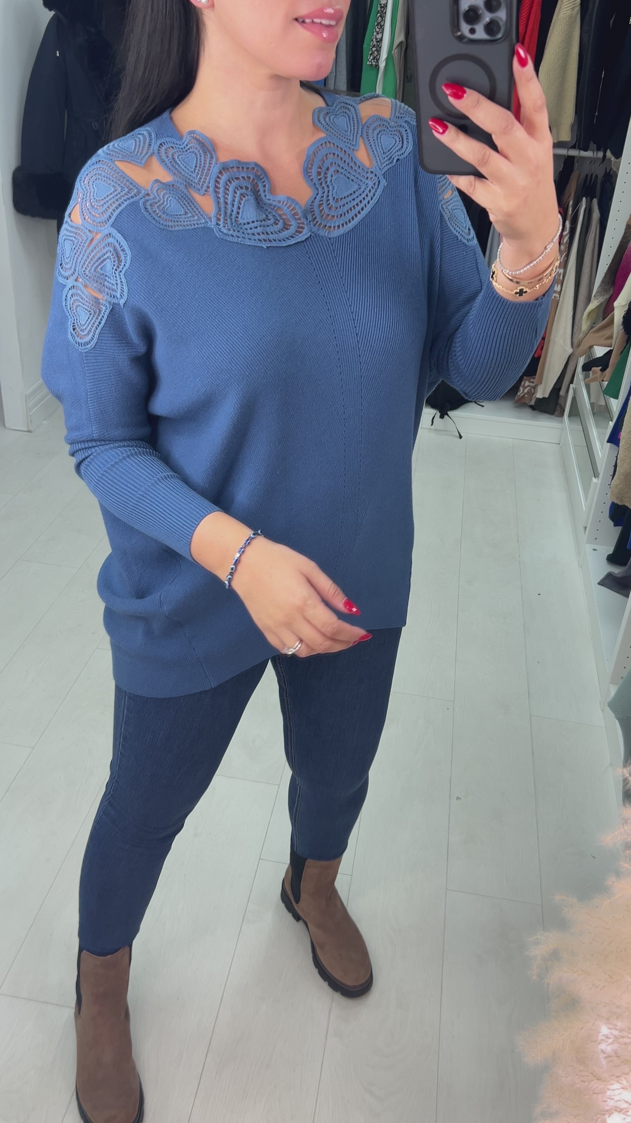 Senada Crochet Heart Neckline Jumper