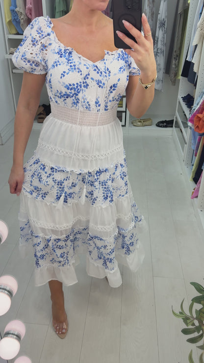 Corrina Floral & Broidery Anglaise Detailed Maxi Dress