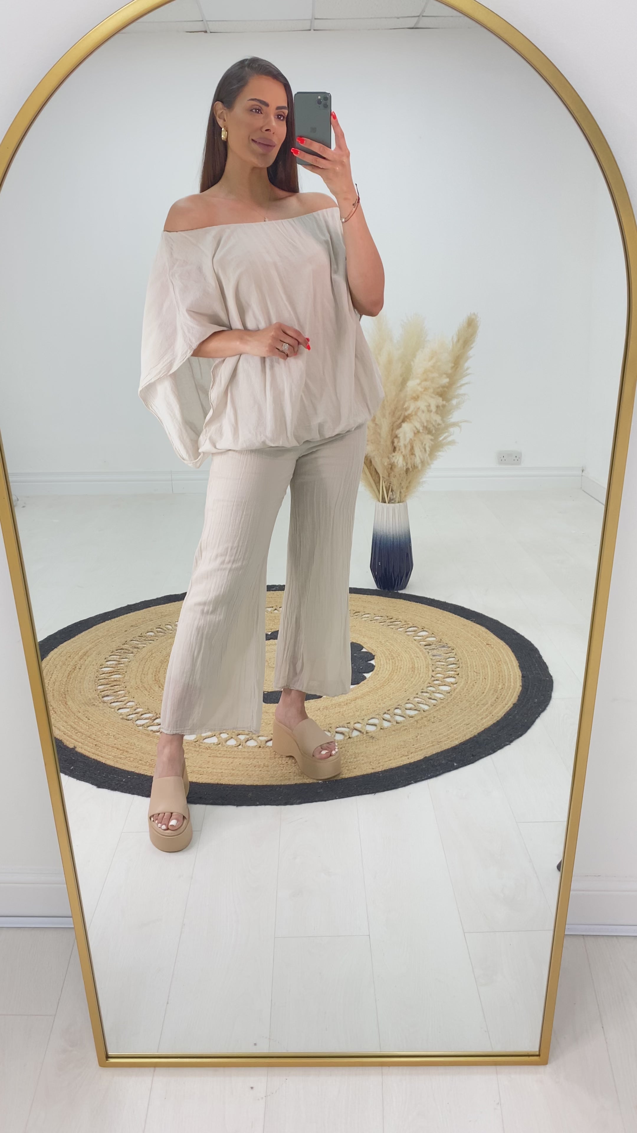 Fleur 2 Piece Ballon Hem Sheer Detail Trouser Set