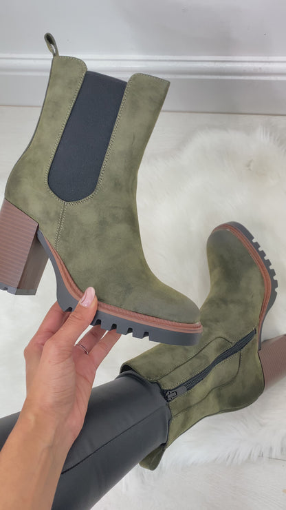 Chantria Faux Suede Heeled Boots