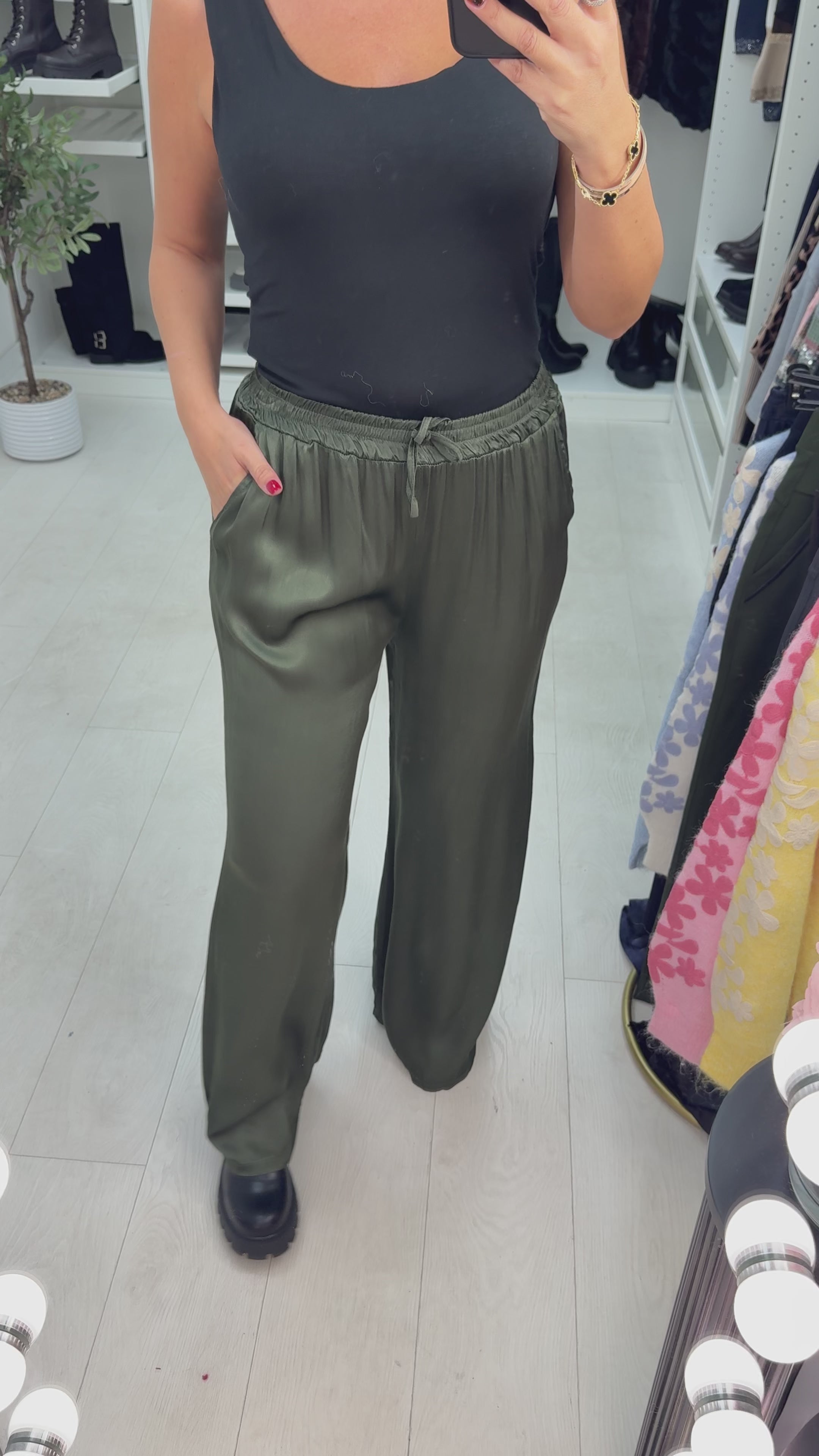 Hope Elasticated Plain Satin Trousers