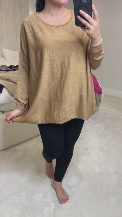 Jayne Batwing Plain Glitter Jumper