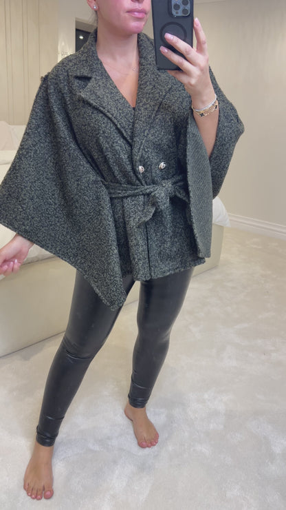 Jaime Teddy Gold Detail Poncho Jacket