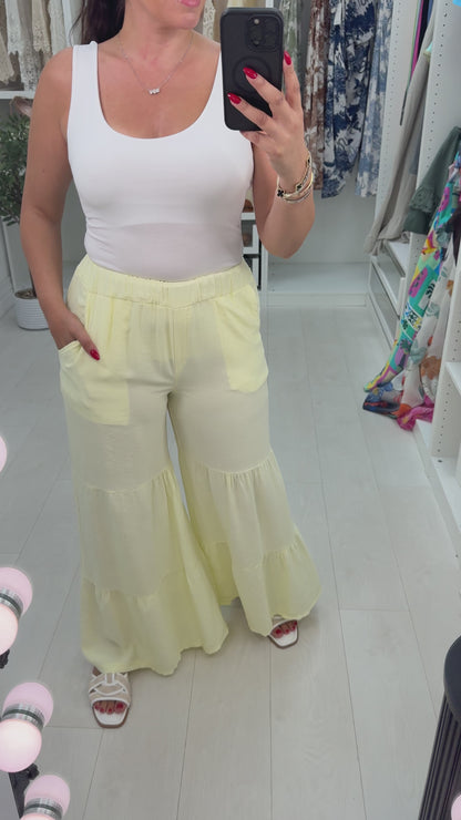 Julianna Plain High Waisted Smock Hem Trousers