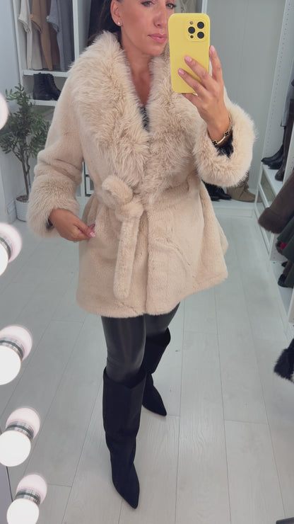 Manuela Faux Fur Belted Coat