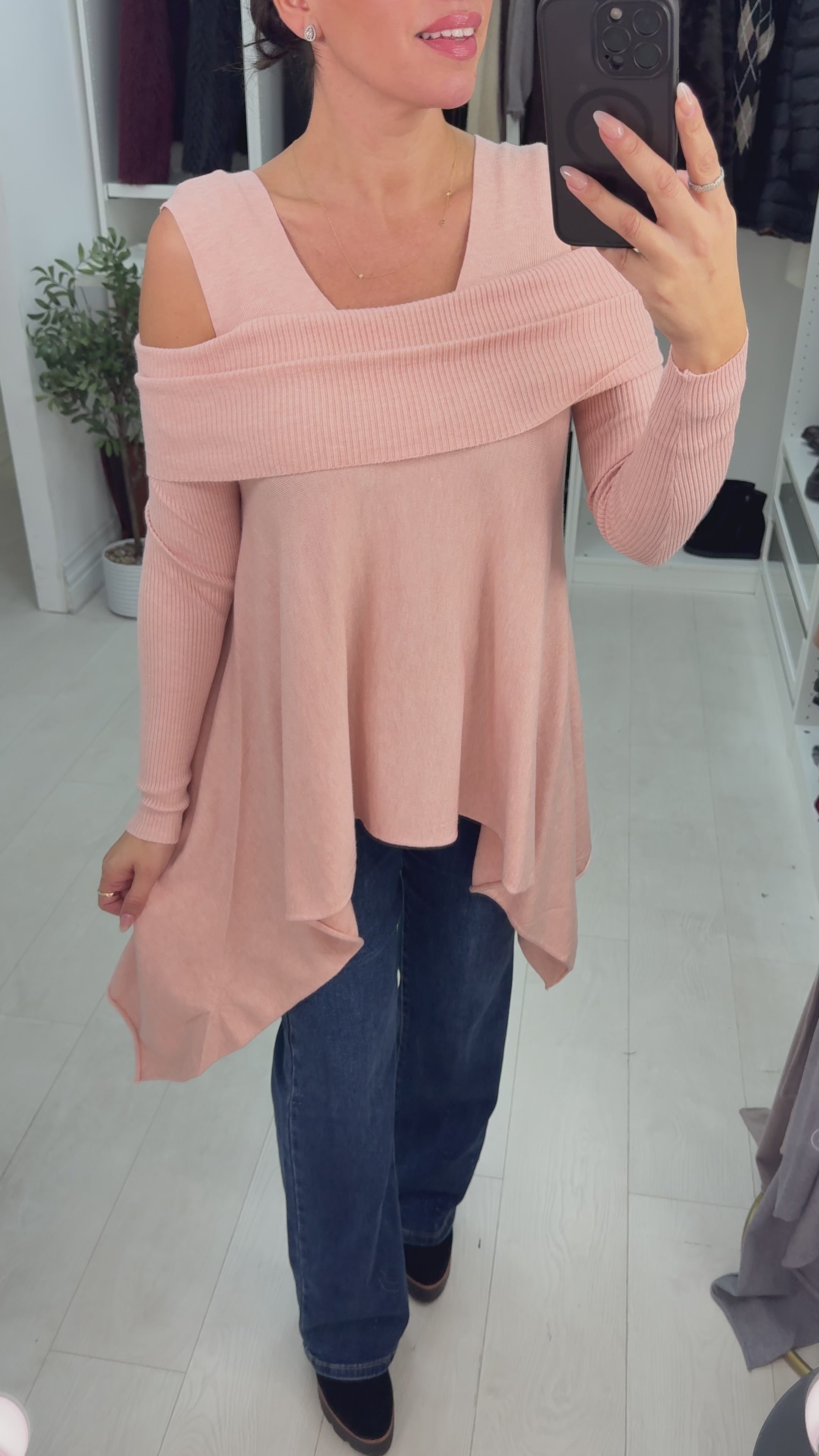 Load video: Malissa Drape Side Knitted Loose Fit Jumper