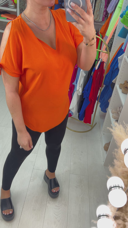 Ann-Marie Cold Shoulder Tie Sleeve Top