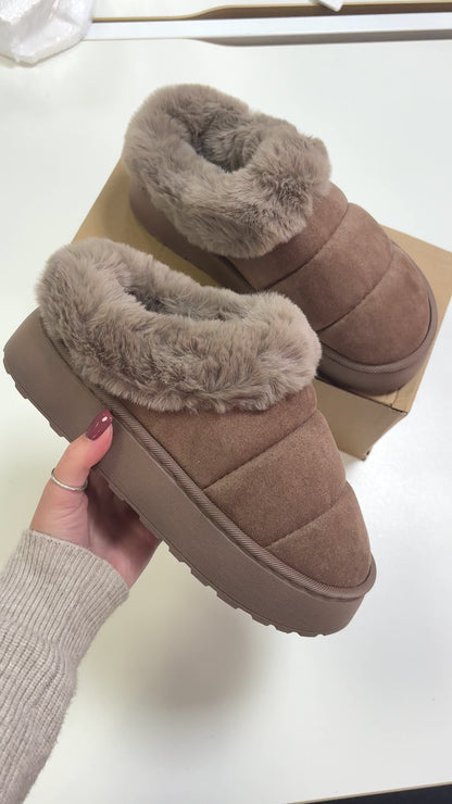 Eris Faux Fur Suede Platform Clogs