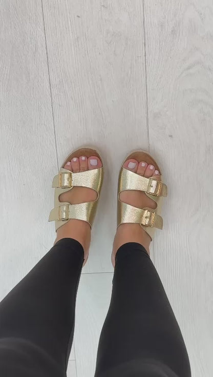 Ynes Platform Double Buckle Mules