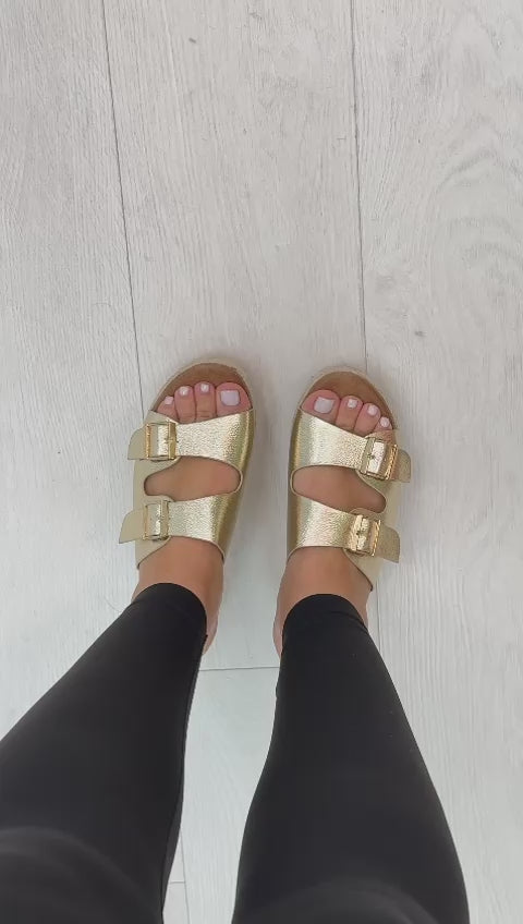 Ynes Platform Double Buckle Mules