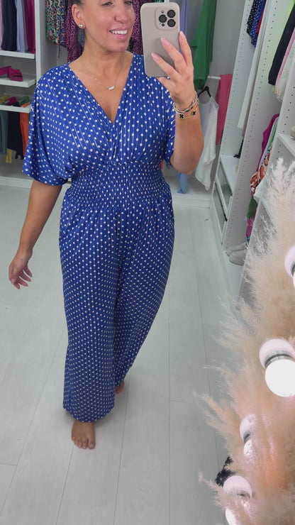 Daniela Polka Dot Print Elasticated Waist Jumpsuit
