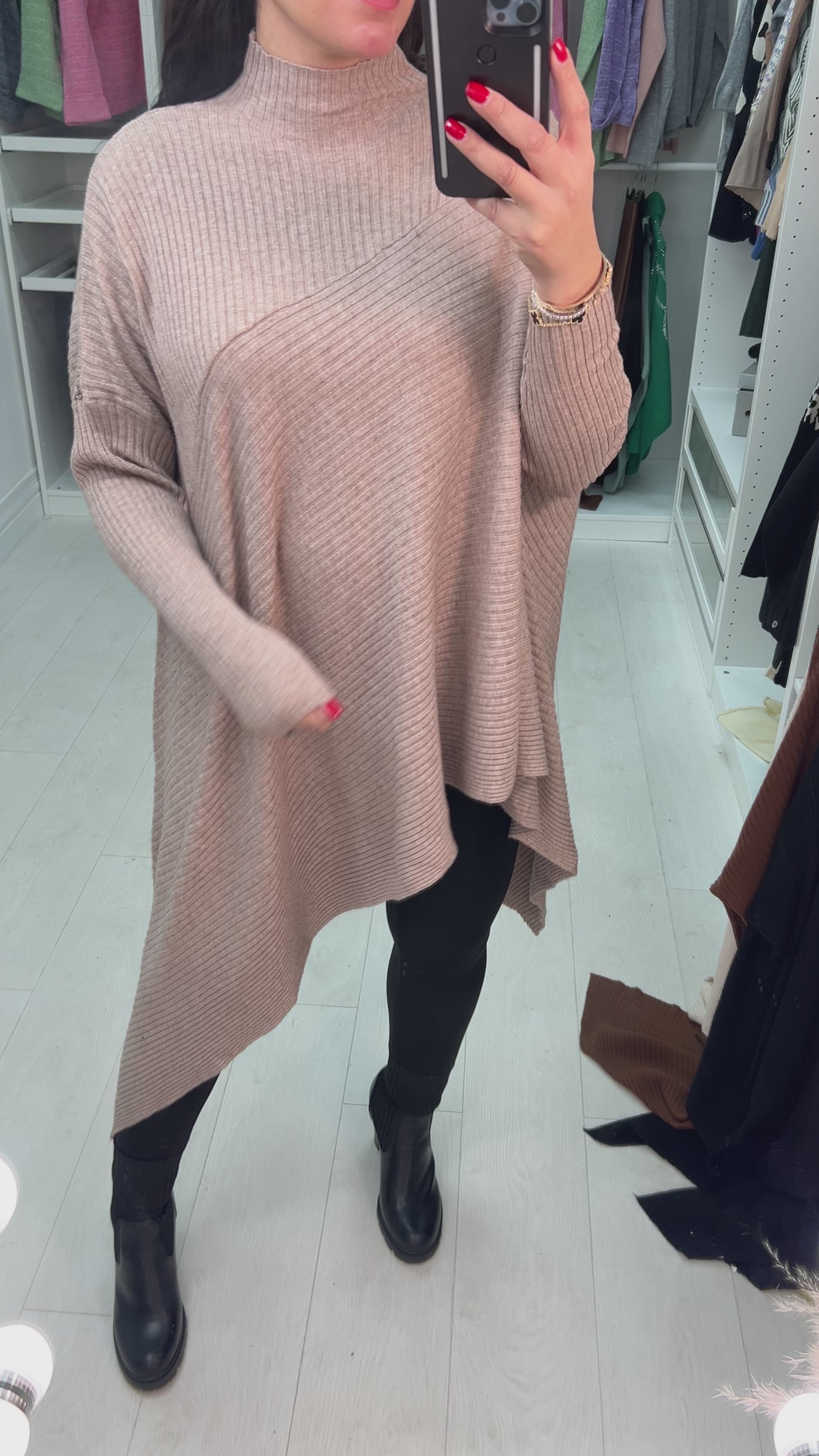 Load video: Jimzy Asymmetric High Neck Jumper