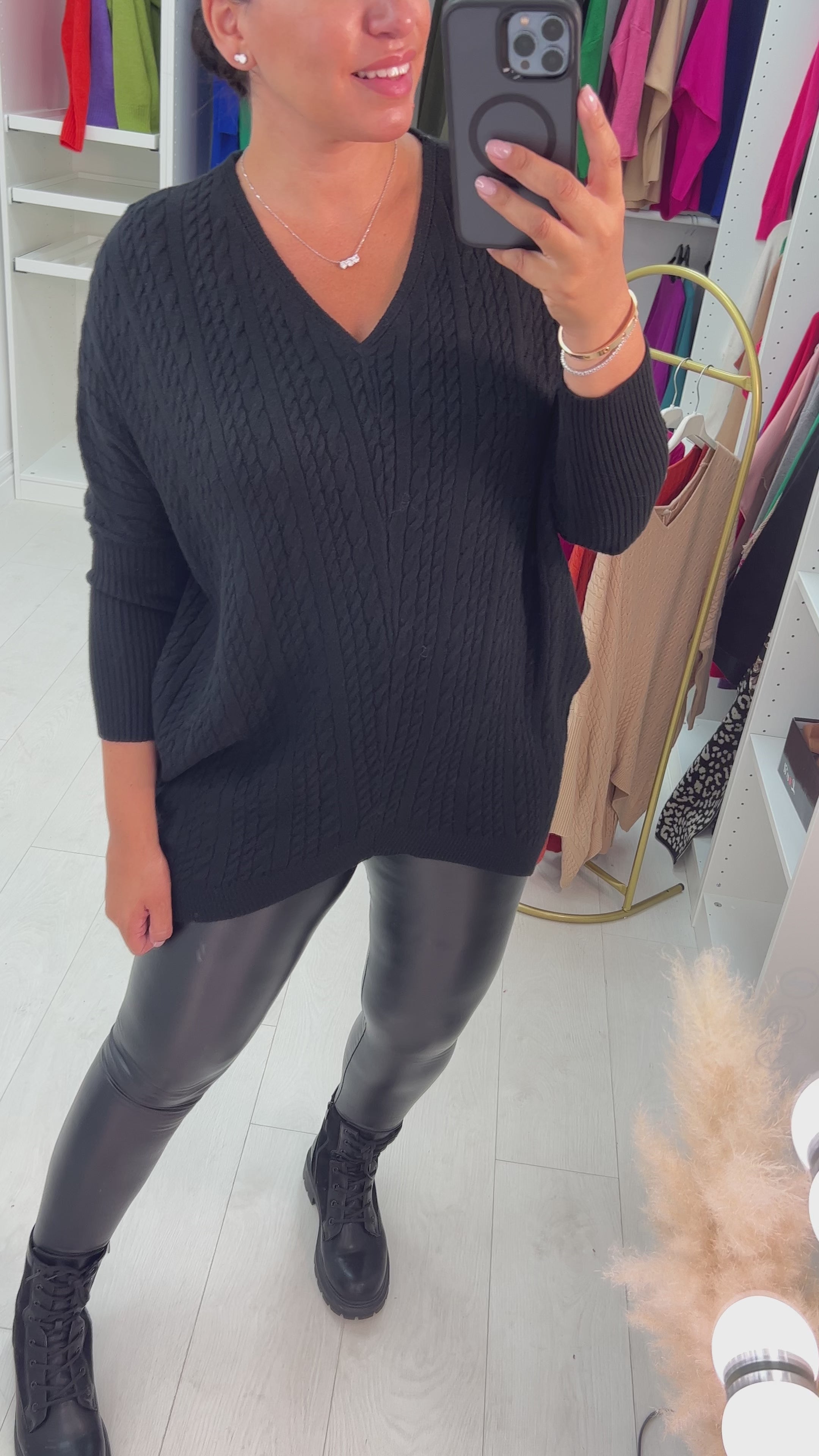 Capricorn Pleated V-Neck Knitted Jumper