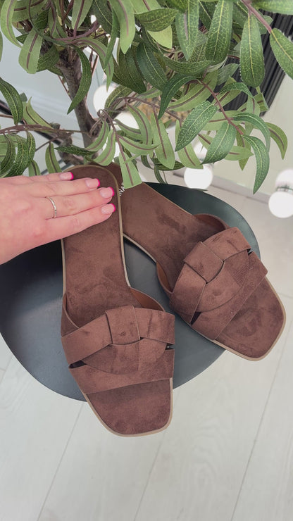 Khloe Faux Suede Flat Sliders