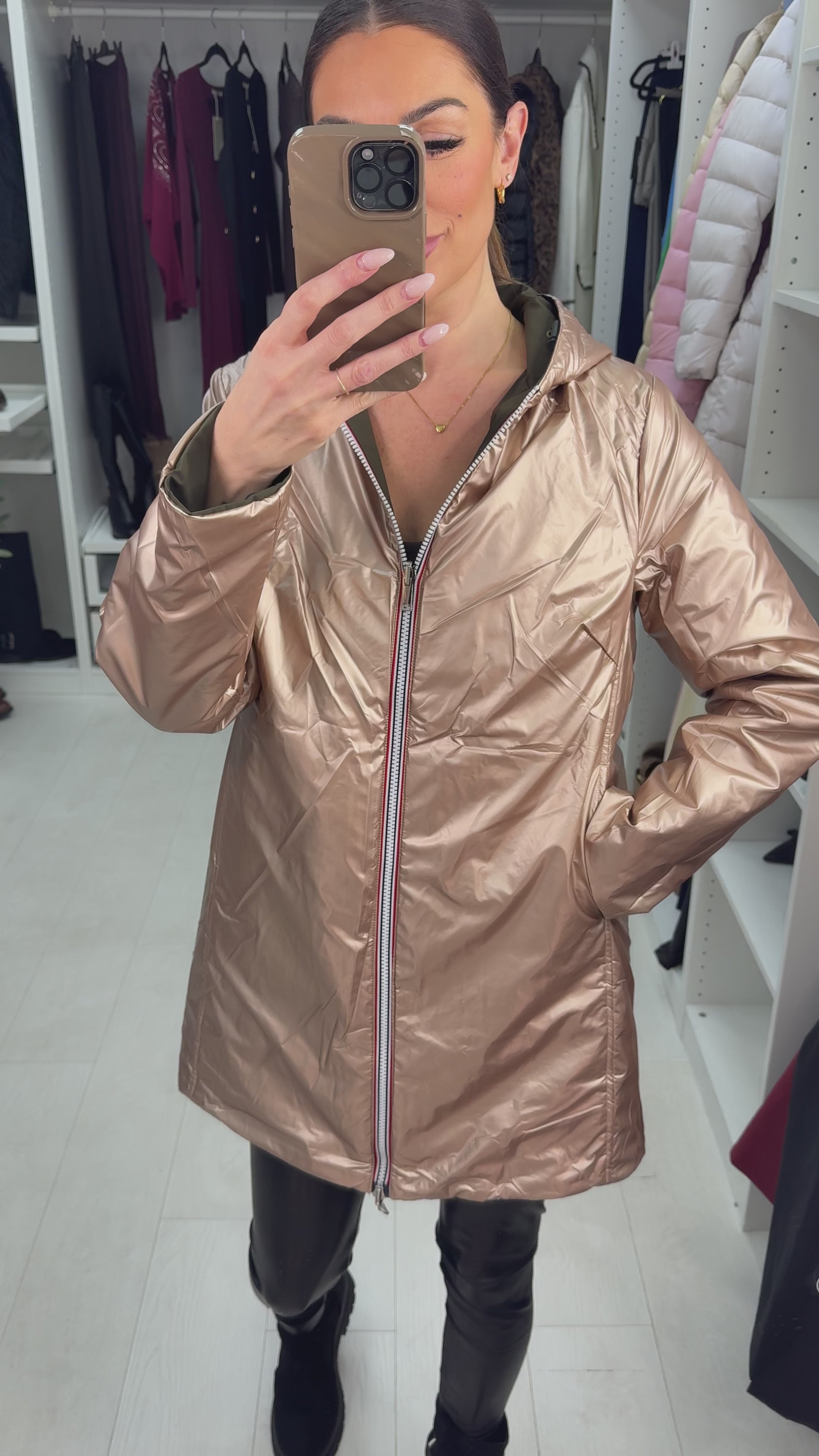 Load video: Zoyce Reversible Hooded Raincoat