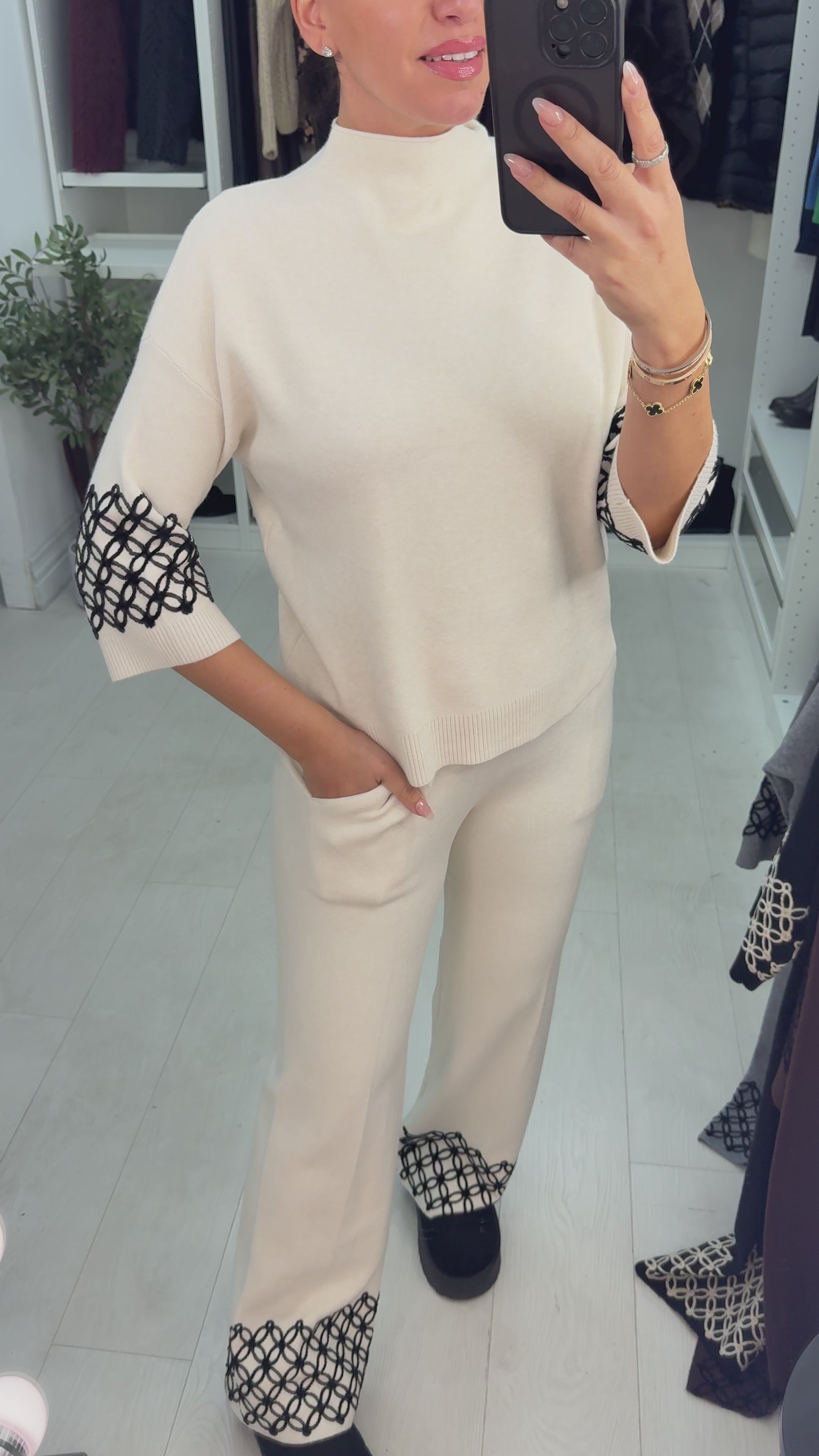 Clara Embroidered Hem Loungewear Set