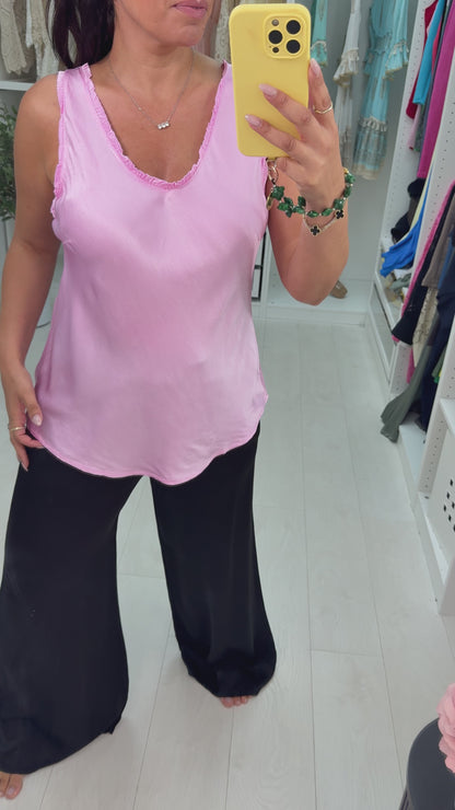 Pippa Frill V Neck Satin Top