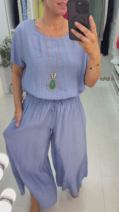 Freyanna Plain Textured Loose Fit Necklace Co-Ord Set