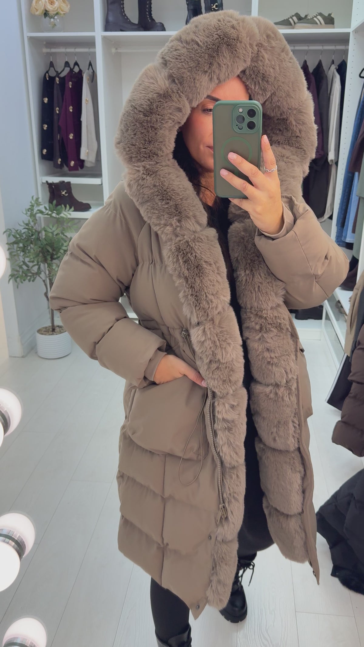 Zenaya Faux Fur Hooded Longline Coat
