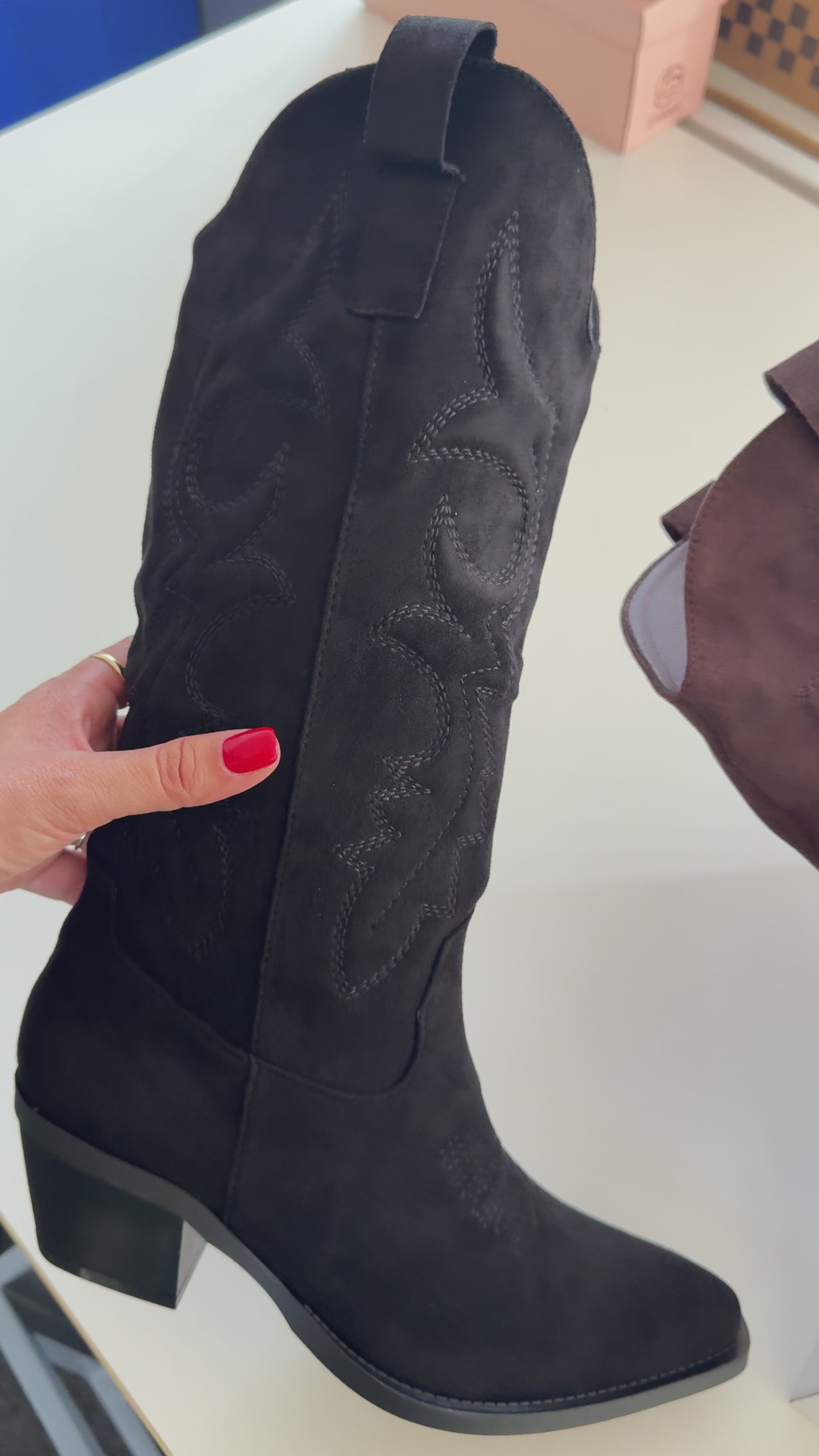 Penelope Faux Suede Western Boots