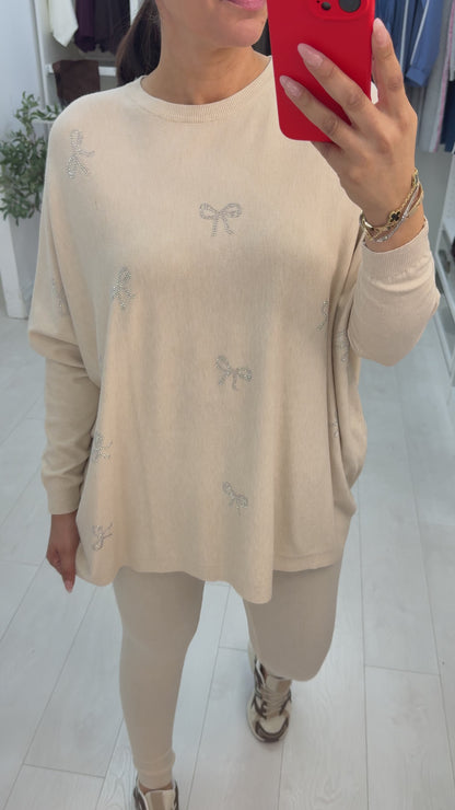 Yamira Bow Embellished Loungewear Set