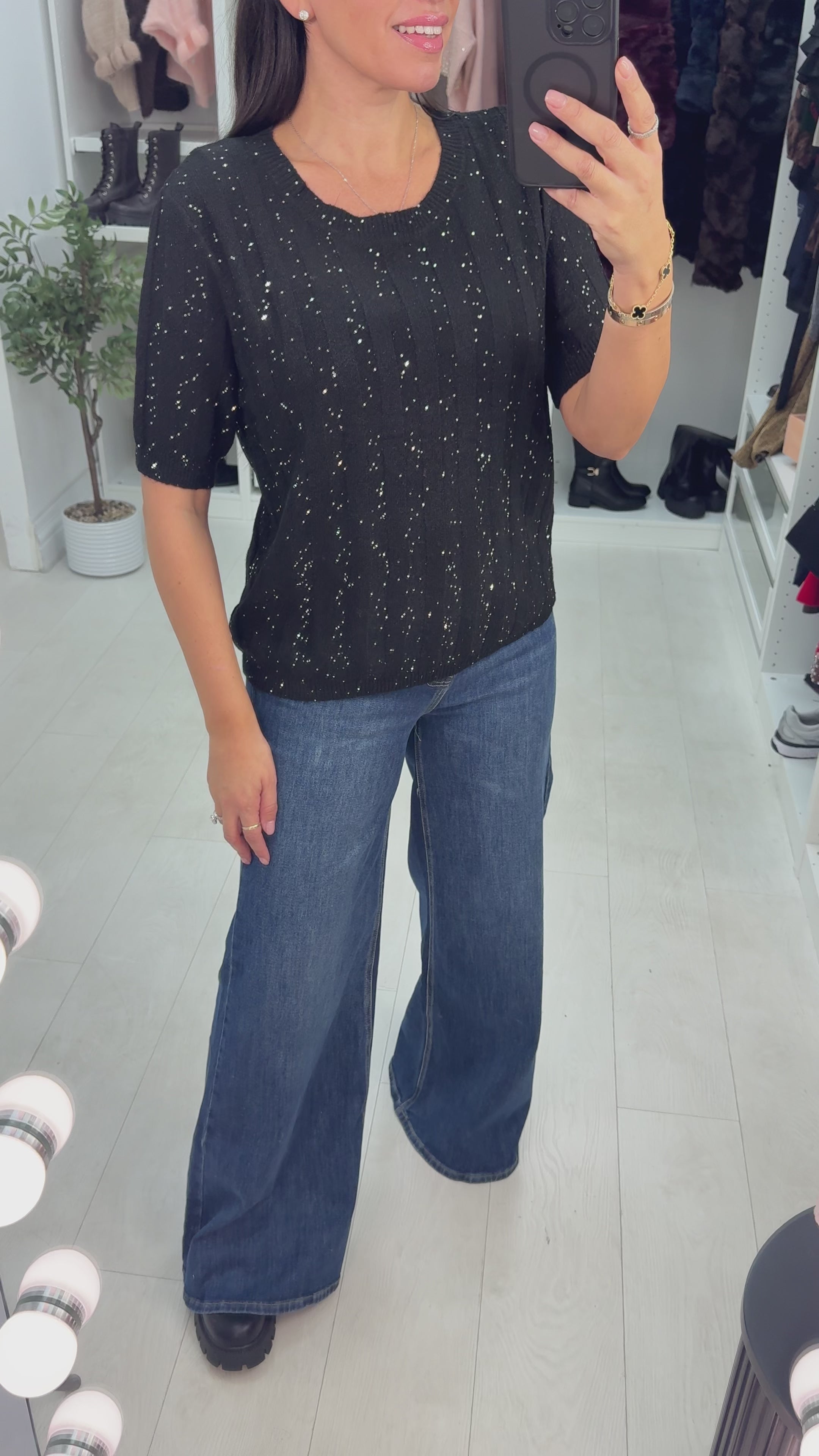 Alanis Sequin Fine Knit Jumper