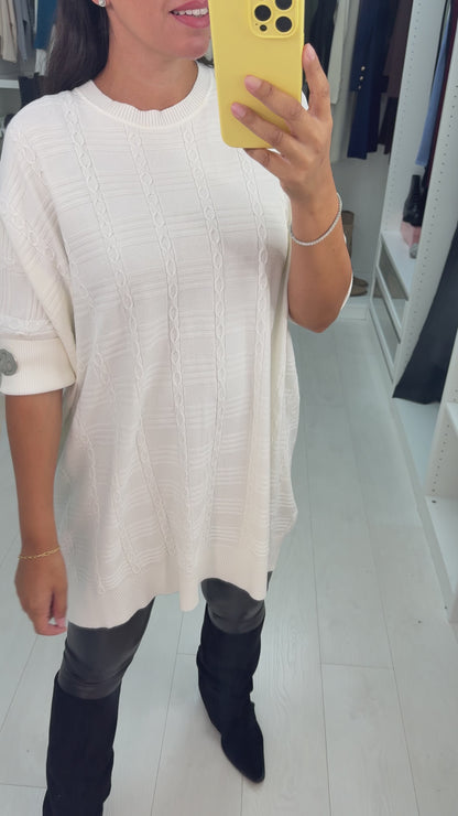 Christie Plain Textured Longline Loose Fit Jumper