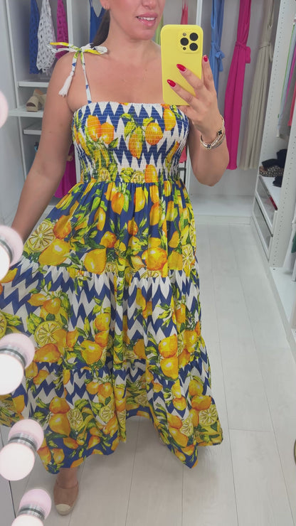 Natalya Lemon Print Elasticated Bust Smock Dress