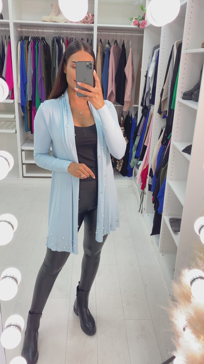 Marielle Pearl & Diamante Drape Front Cardigan