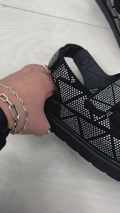 Raynelle Diamante Embellished Velcro Sandals