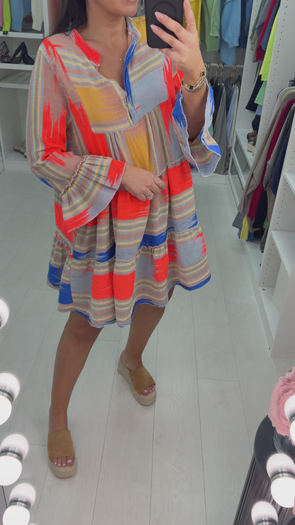 Chelsea V Neck Abstract Smock Dress