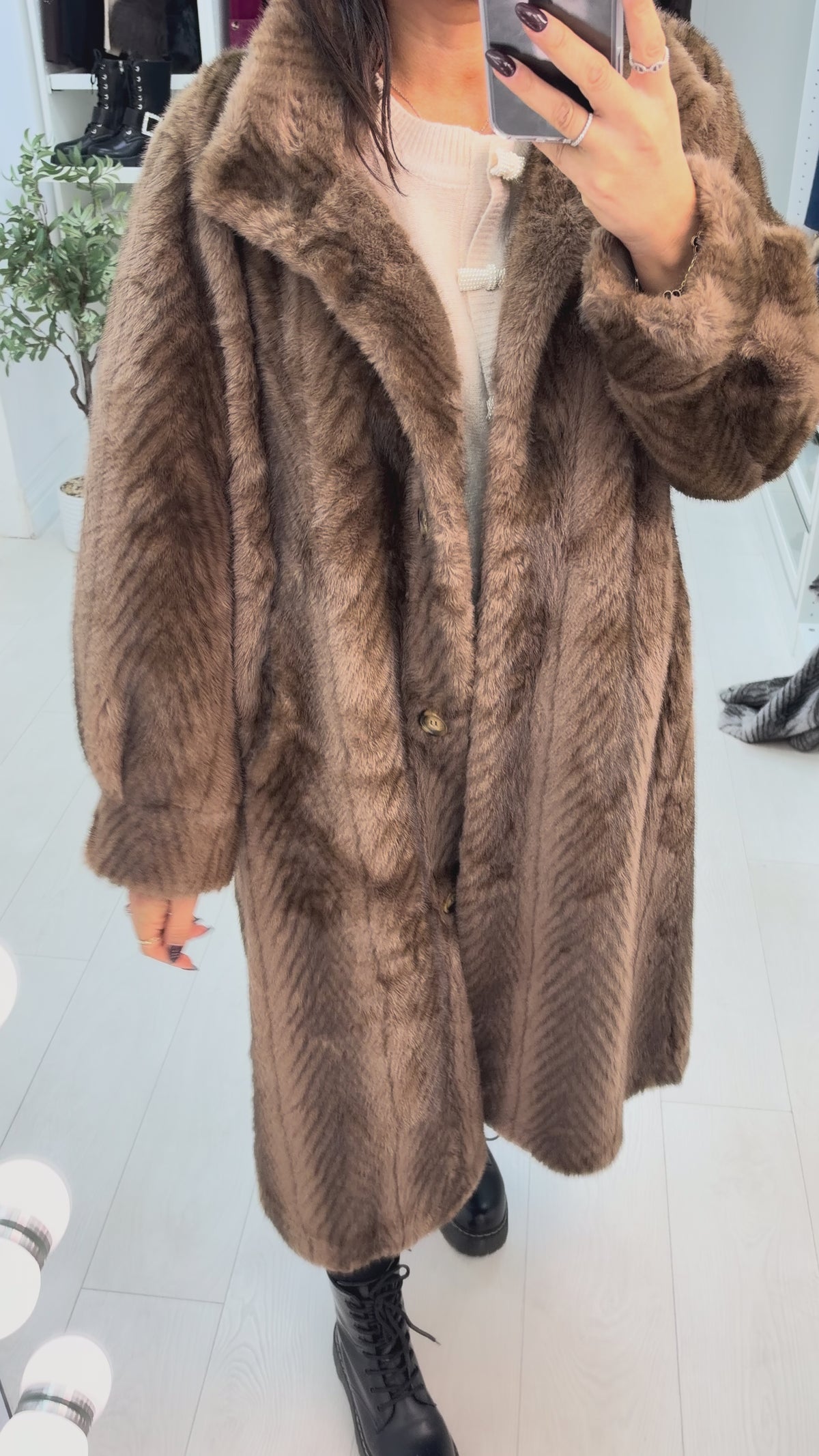 Kallista Button Front Faux Fur Coat