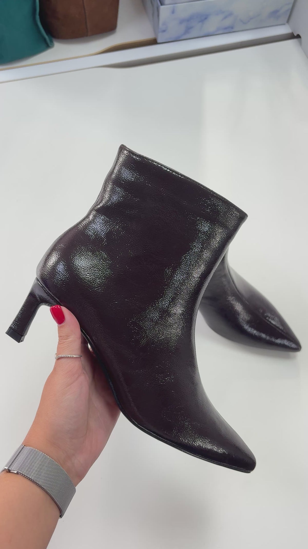 Load video: Daizy Faux Leather Pointed Heeled Boots