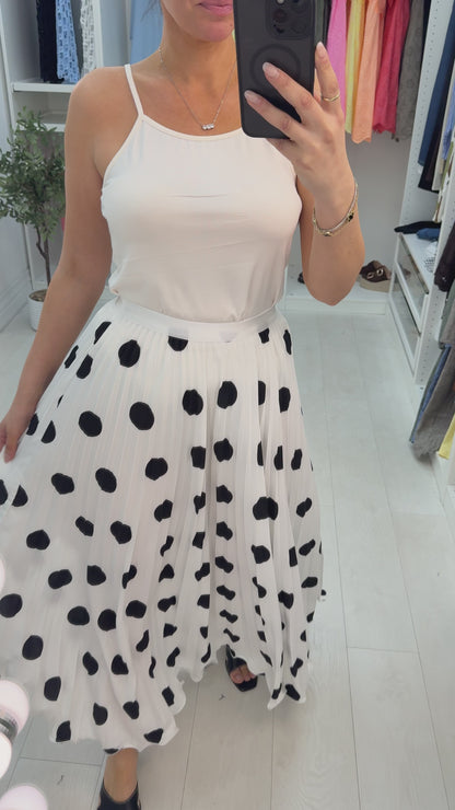 Miranda Polka Dot Pleated Skirt