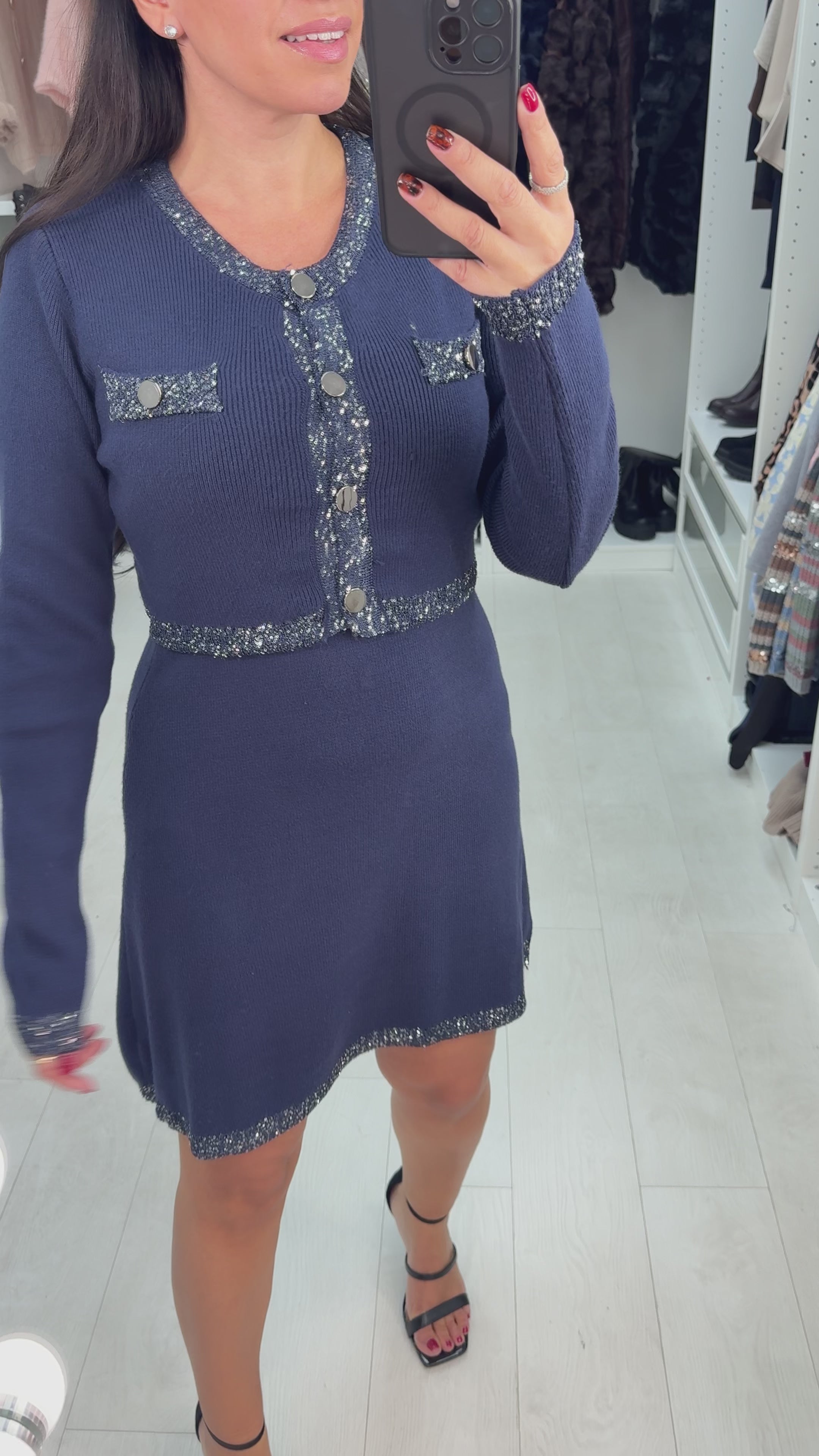 Load video: Sonia Ribbed Sequin Hem Detail 2 Piece Dress Co-Ord Set