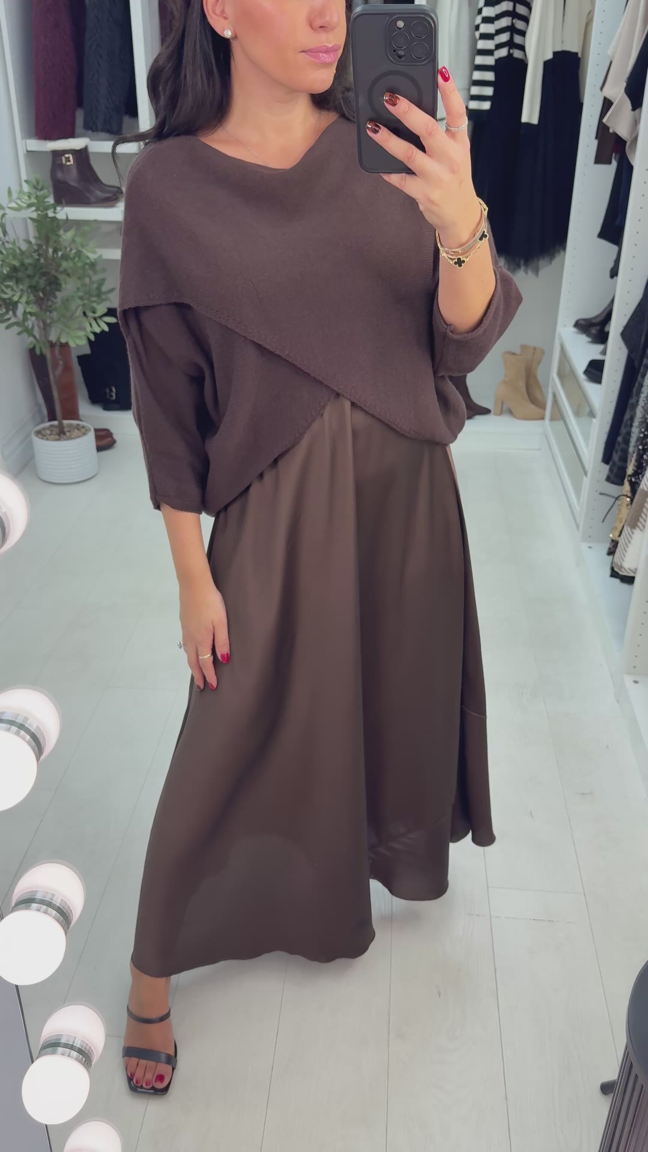 Kaiya Knit & Satin Maxi Dress