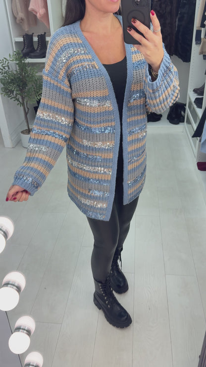Sammi Sequin Detailed Chunky Knit Cardigan