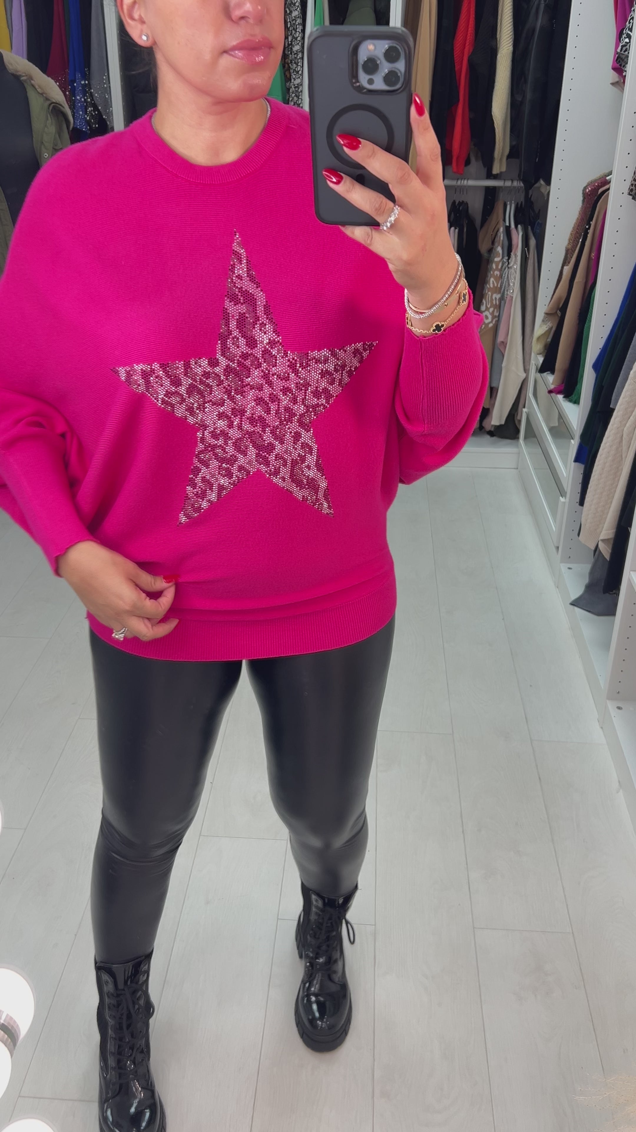 Adalynn Diamante Star Sleeve Batwing Jumper