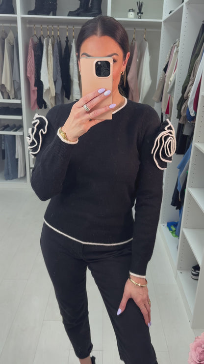 Daniella 3D Flower Sleeve Jumper