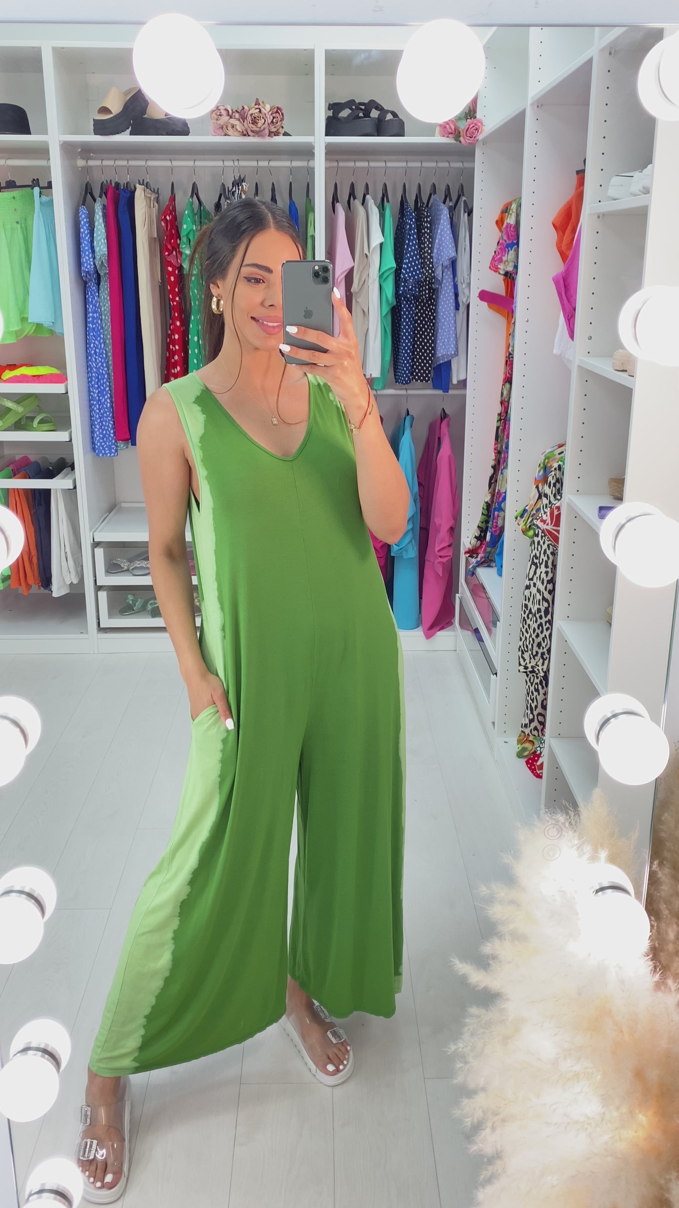 Johana Tie Dye Side Wide Leg Jersey Lounge Jumpsuit