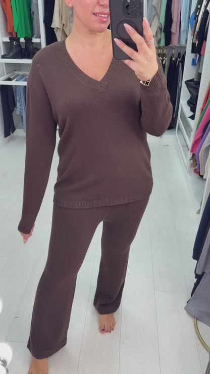 Jacky Plain V Neck Loungewear Set