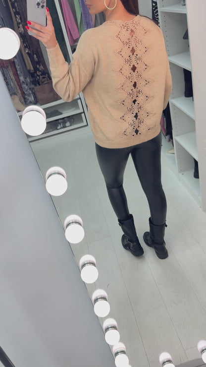 Kianna Crochet Detail Cut Out Back Jumper