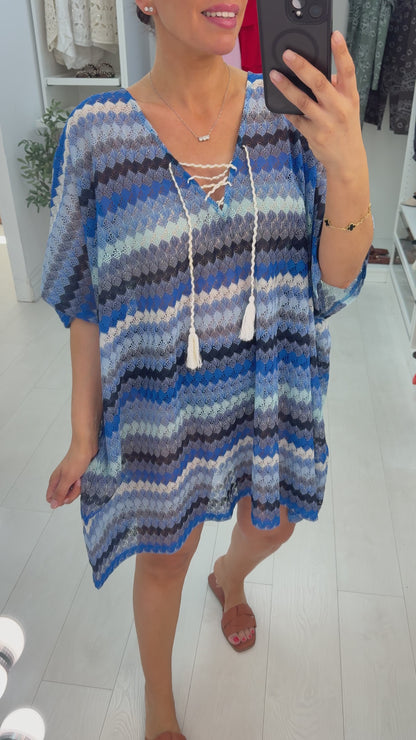 Talise V Neck Loose Fit Crochet Dress