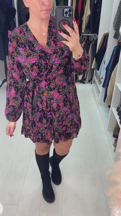 Charlton Floral Tie Waist Wrap Dress