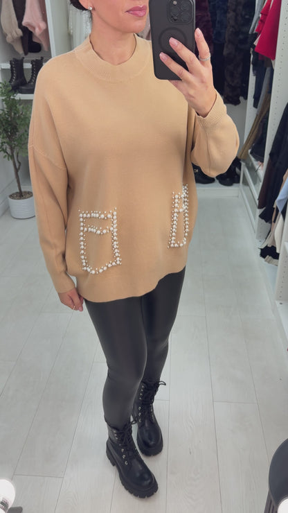 Carolina Plain Pearl Detail Jumper