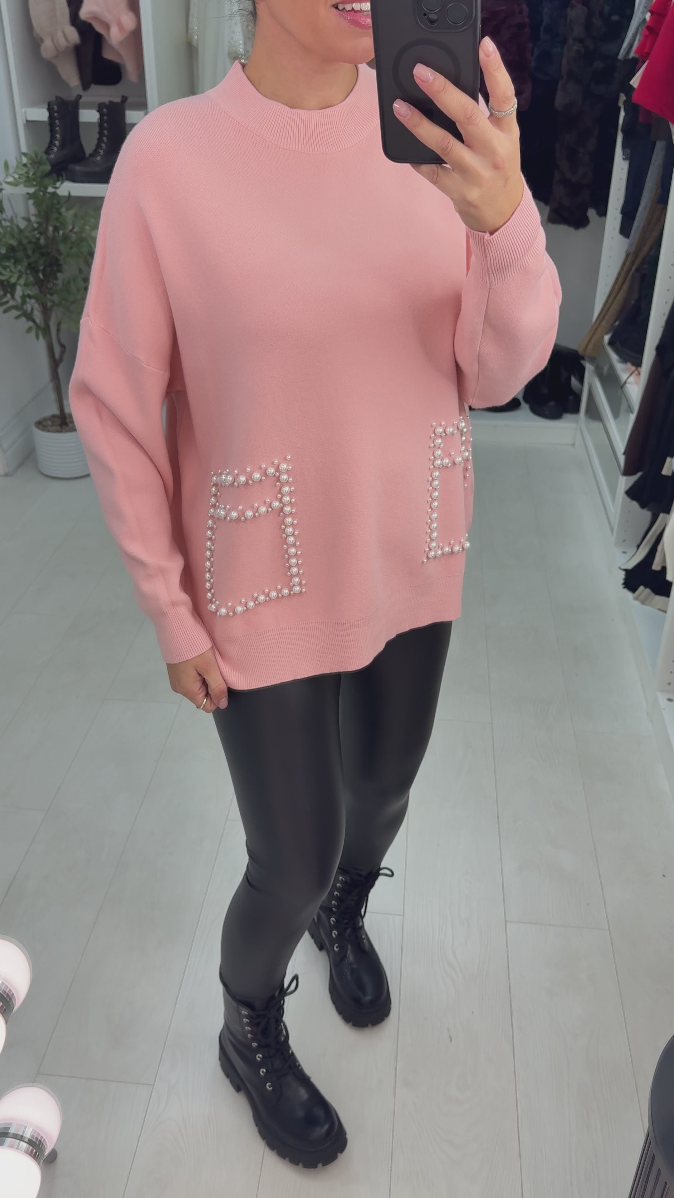 Carolina Plain Pearl Detail Jumper