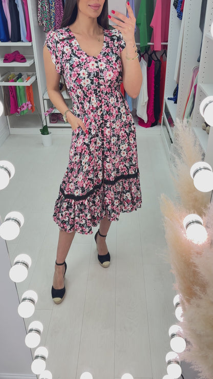 Colmar Floral Lace Detail Midi Dress